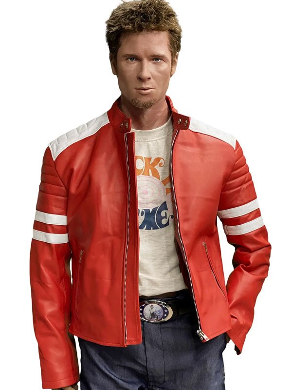 Fight Club Brad Pitt Red & White Jacket - Image 3