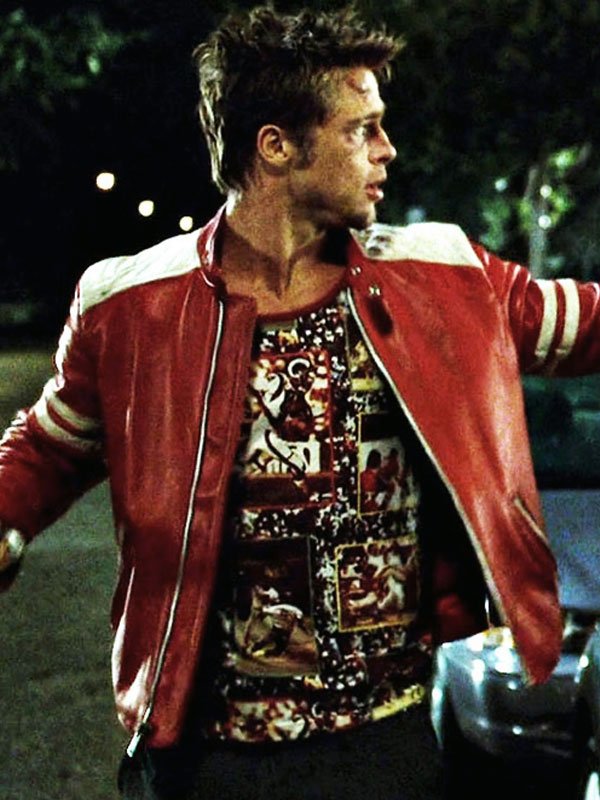 Fight Club Brad Pitt Red & White Jacket