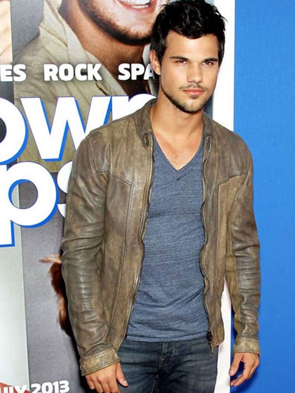 Grown Ups 2 Premiere Taylor Lautner Brown Jacket - Image 2