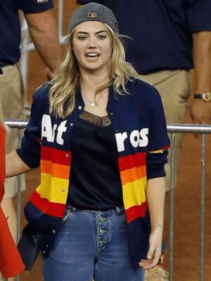 Houston Astros Kate Upton Multi Strip Blue Jacket