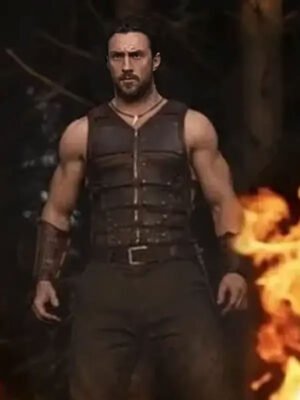 Kraven The Hunter Aaron Taylor Johnson Brown Leather Vest