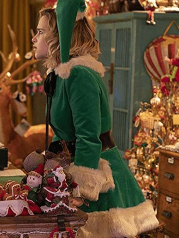 Last Christmas Emilia Clarke Green Coat - Image 3
