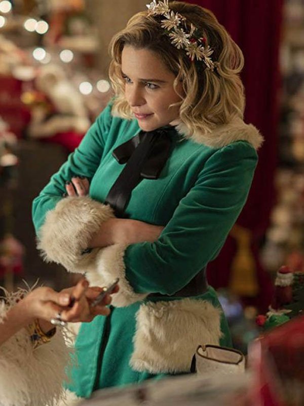 Last Christmas Emilia Clarke Green Coat - Image 2