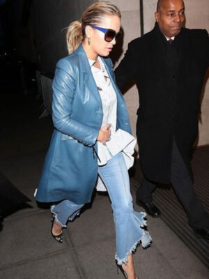 Rita Ora Blue Long Coat