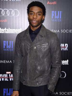 Screening of Captain America Civil War Chadwick Boseman Black Jacket