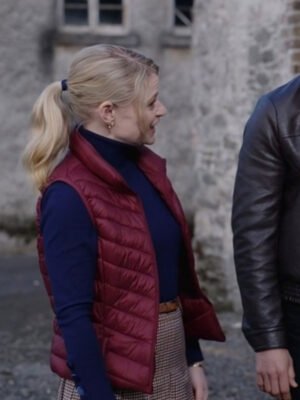 The Reluctant Royal Emilie de Ravin Maroon Puffer Vest