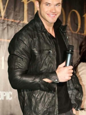 Twilight Saga New Moon Kellan Lutz Black Jacket