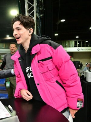 Timothee Chalamet Pink Puffer Jacket