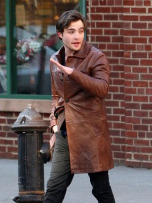 White Gold Ed Westwick Brown Coat